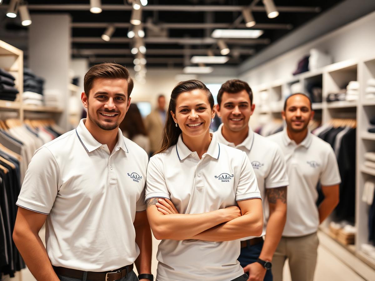 Uniformes Varejo em uso por equipe do cliente