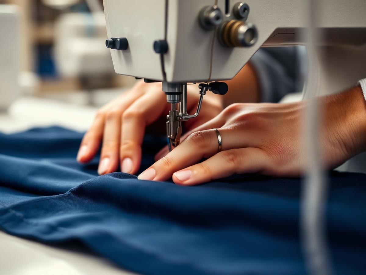 Costura industrial: máquina overlock de 5 fios.